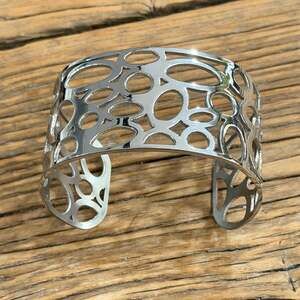 Bracelet Cuff Womens Stainless Steel Ovals Cutout Openwork Statement Retro Y2K